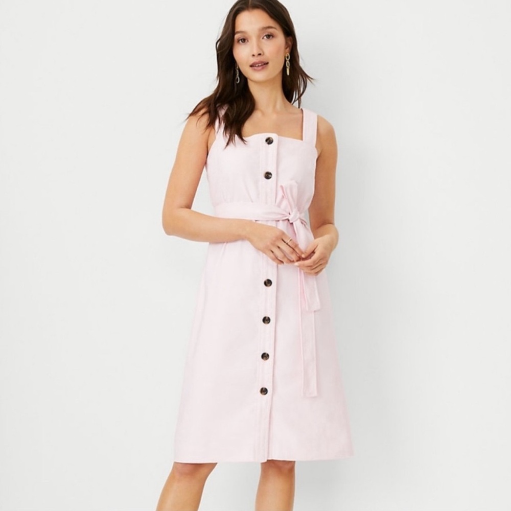 Ann Taylor linen blend button down dress